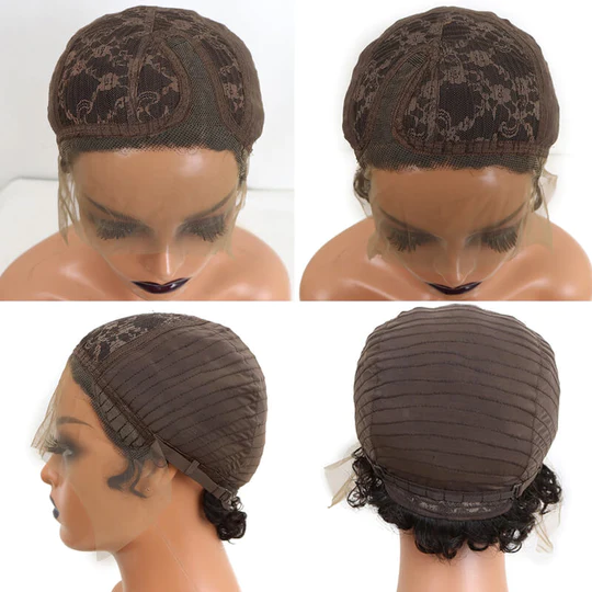 Short Side Part Pixie Cut Curly T Part Lace Human Hair Wig for Black Women