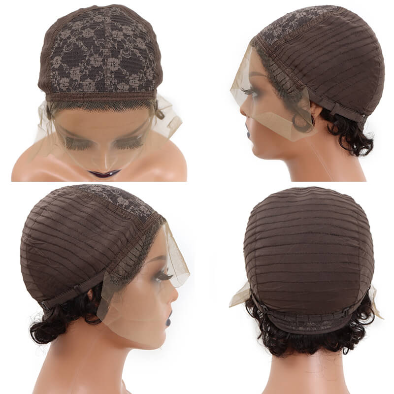 Curly Human Hair Wigs Pixie Cut Wig Colored Human Hair Wigs Cheap Wig Preplucked Hairline Wig For Women