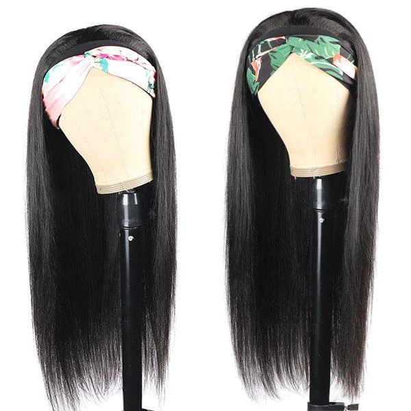 Headband Wig Long Hair Wigs Glueless Human Hair Wigs Natural Black Color Straight Hair √