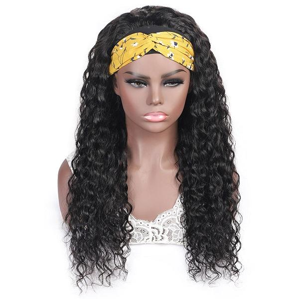 Headband Wigs No Lace Wigs Half Wigs with Headbands Water Wave Human Hair √
