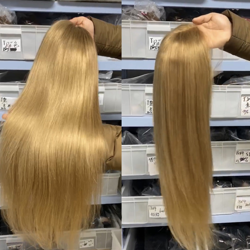 #27 Color Wig Honey Blonde 13x4 Lace Frontal Wigs 100% Human Hair Straight Hair √