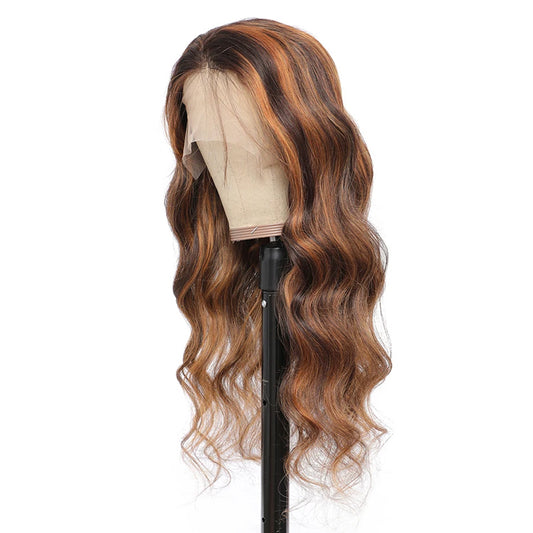 Highlight Color Body Wave Hair Lace Front Wig 100% Human Hair Wigs √