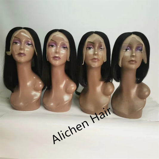 Short Straight Human Hair Bob Wigs For Girls Lace Front Wigs Human Hair Wigs 150% Density Middle Part √