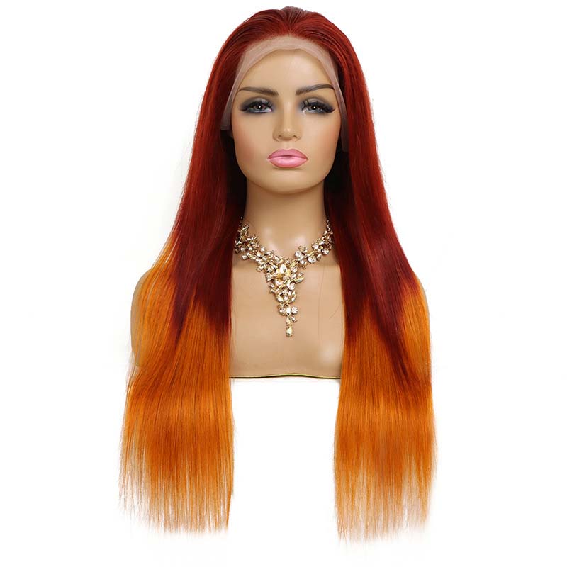 Ombre Color Straight Human Hair Wigs Lace Frontal Wigs √