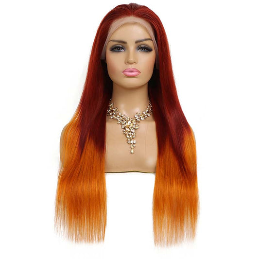 Ombre Color Straight Human Hair Wigs Lace Frontal Wigs √