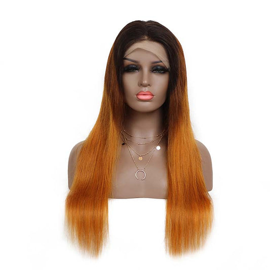 T1B/4/27 Ombre Color Human Hair Wigs Straight Lace Frontal Wigs √