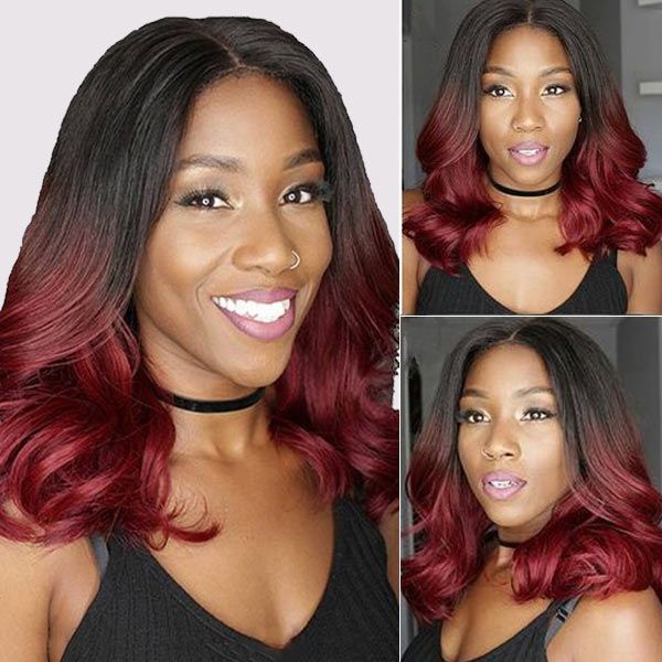 1B/99J Ombre Burgundy Wig Body Wave Remy 13x4 Lace Frontal Wigs T Part Lace Wig Glueless Wig √