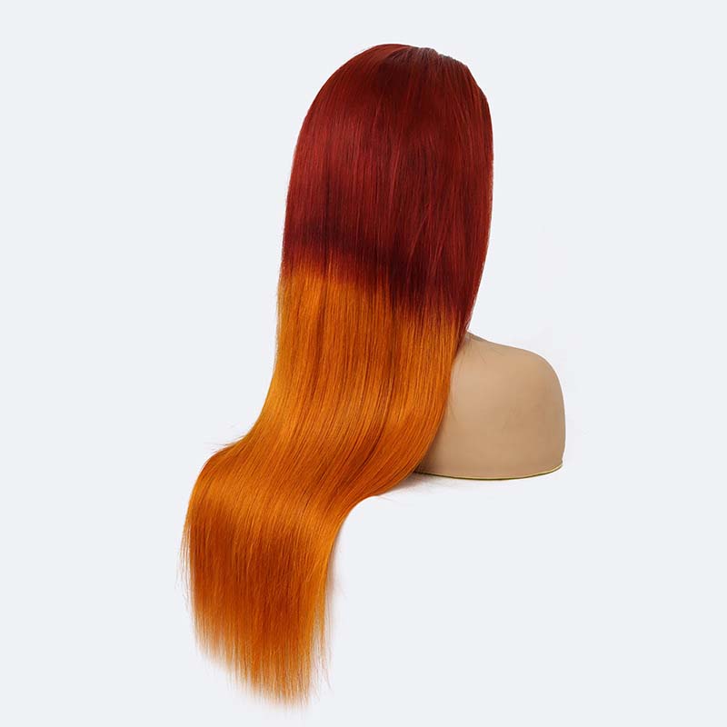 Ombre Color Straight Human Hair Wigs Lace Frontal Wigs √