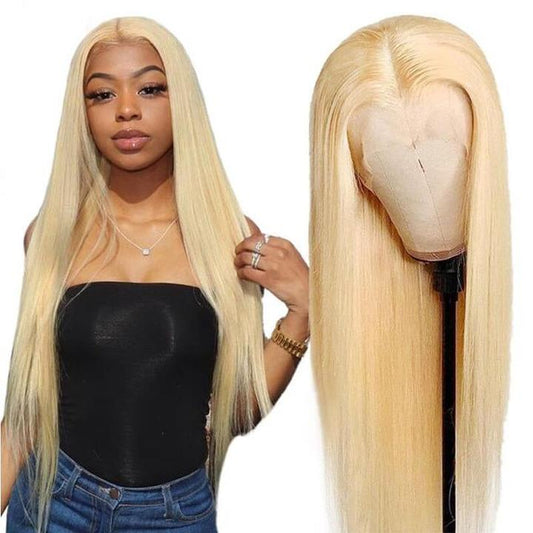 13×4 Honey Blonde 613 Color Human Hair Wigs Silky Straight Lace Frontal Wigs Pre-plucked Babyhair √