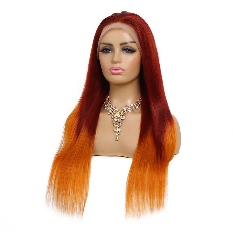 Ombre Color Straight Human Hair Wigs Lace Frontal Wigs √