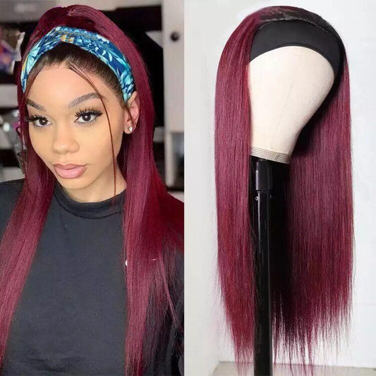 Brazilian Straight Virgin Human Hair Wig Natural Headband Fashion Wig Red Color √