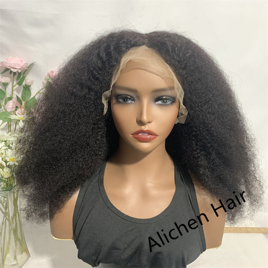 Afro Curly 13x4 Lace Frontal Wig 100% Human Hair Wigs 210% Density √