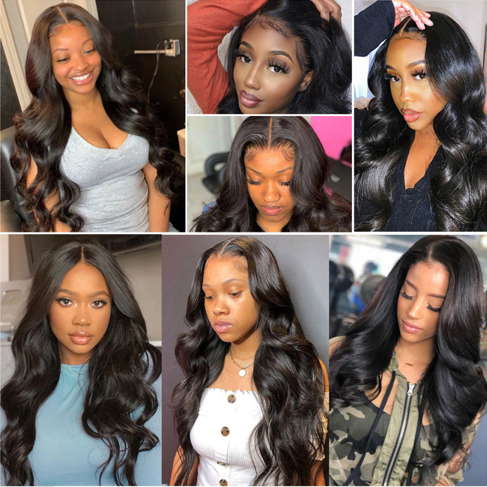 250% Density Body Wave Wigs Natural Black Color 13x4 Lace Wig √