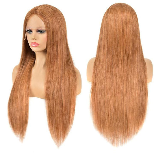 Straight Hair Lace Frontal Wig #8 Customized Light Chestnut Brown Wigs √