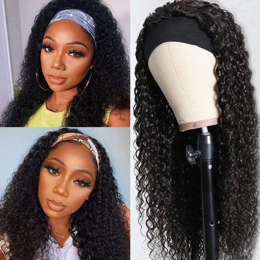 Remy Hair Best Long Curly Hair Headband Wigs And Bangs Wigs Human Hair Glueless Wigs Natural Black Youth Series √