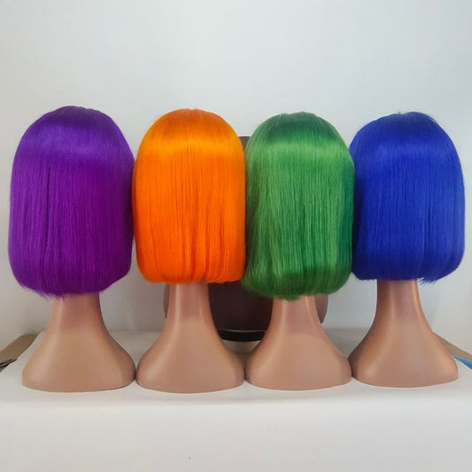 13x4 Lace Front Short Straight Bob Wig Customized Color 150% Density √
