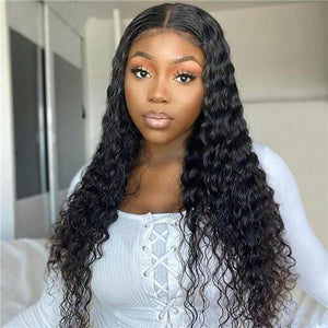 Deep Wave 13x4 Lace Frontal Wig Virgin Human Hair Wigs High Density √