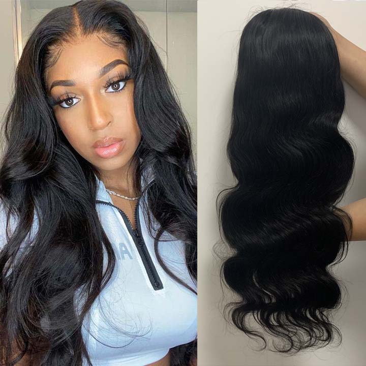 250% Density Body Wave Wigs Natural Black Color 13x4 Lace Wig √