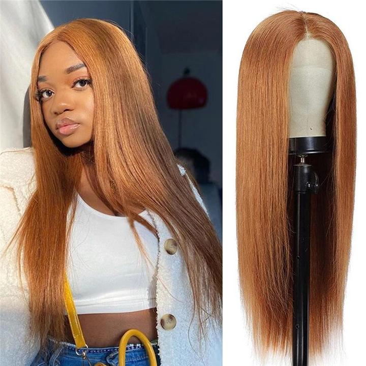 Straight Hair Lace Frontal Wig #8 Customized Light Chestnut Brown Wigs √