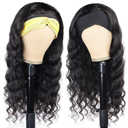 Loose Deep Wave Virgin Human Hair Headband Glueless Wigs 180% Density √