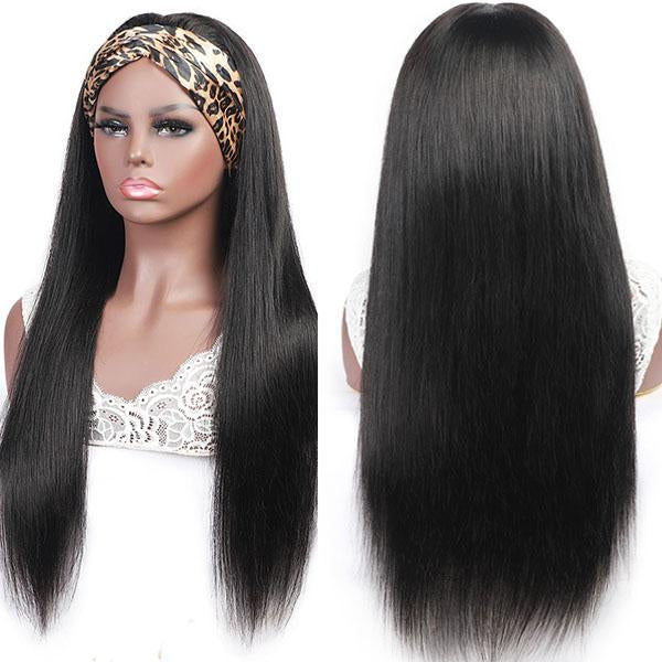 Headband Wig Long Hair Wigs Glueless Human Hair Wigs Natural Black Color Straight Hair  √