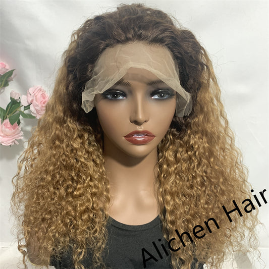 New Ombre Two Tone Color T4/30 Water Wave 100 Human Hair Lace Front Wigs With Baby Hair Custom Wigs Near Me